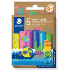 Plastilina cu sclipici, 6 culori/set, STAEDTLER Noris Jumbo Glitter