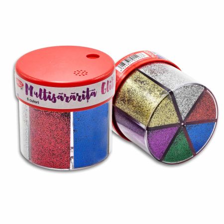 Pudra glitter DACO Multisararita, 50 g/culoare, 6 culori/set