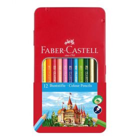 Creioane colorate 12 culori/set FABER-CASTELL cutie metal FC115801