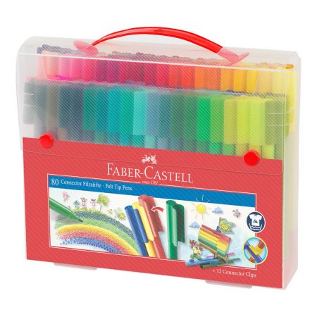 Carioci cu clip 80 culori Connector FABER-CASTELL