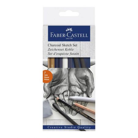 Carbune pentru schite FABER-CASTELL Charcoal Sketch, 7 buc/set 