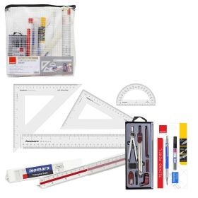 Trusa geometrie 7 piese, ISOMARS Drafting Student Combo