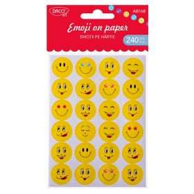 Sticker fete amuzante DACO Emoji on Paper AB168, 240 buc/set