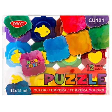 Tempera DACO Puzzle, 12 buc/set