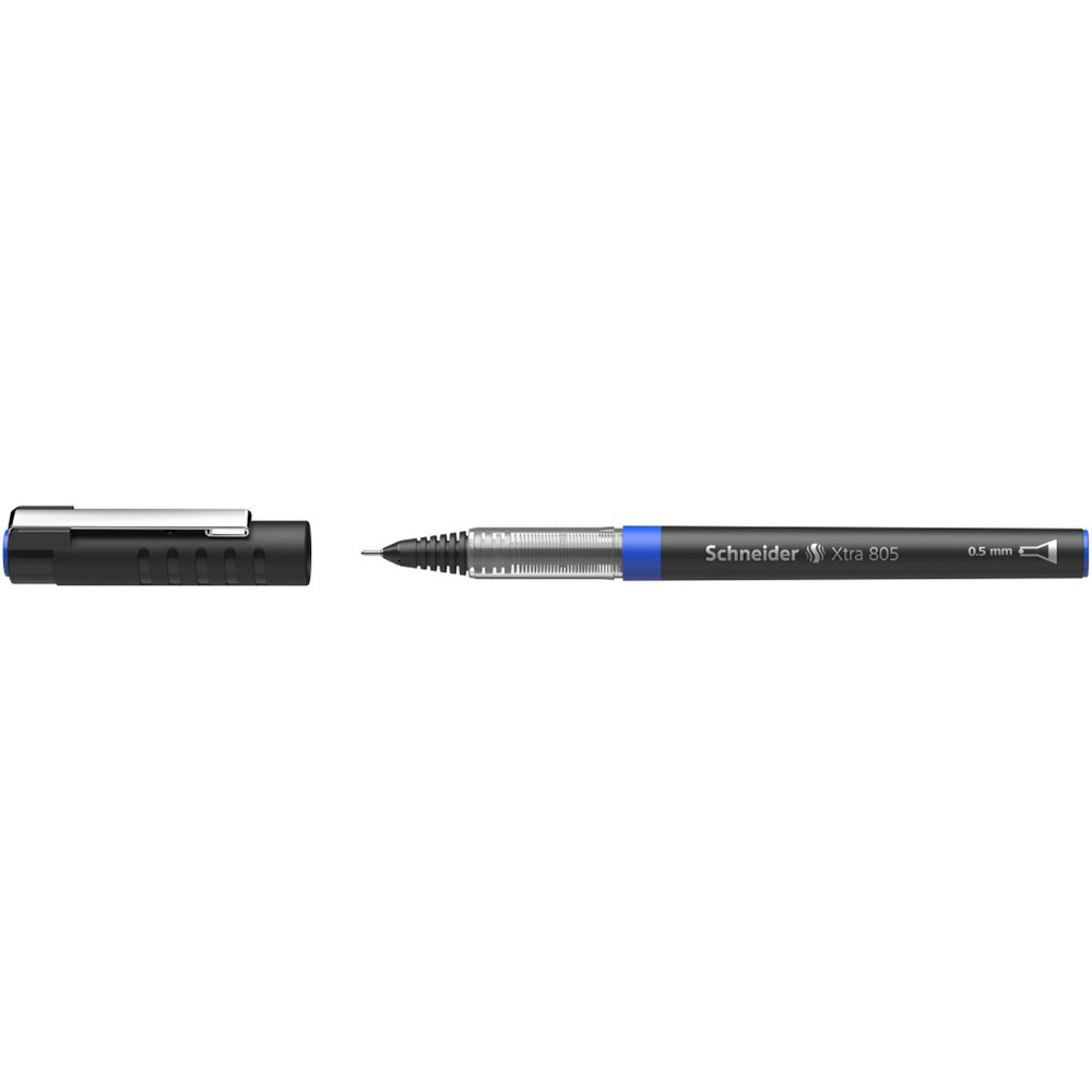 Schneider Tintenroller Xtra 805 - Blau, 0,5mm, Mit Großem Tintentank & Edelstahlspitze