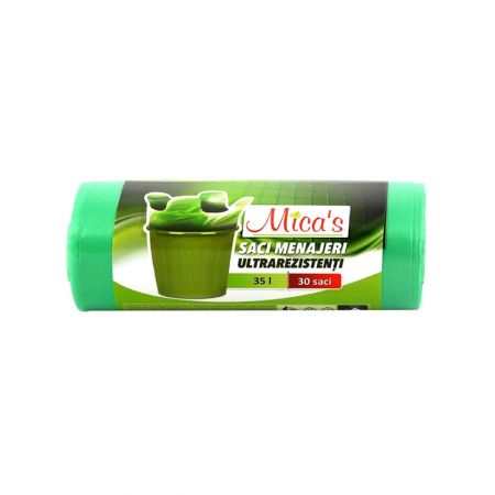 Saci menajeri cu urechi MICA'S, 35 L, 30 buc/rola