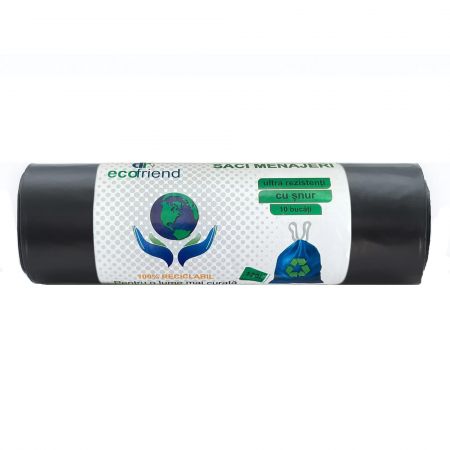 Saci menajeri ultrarezistenti, cu snur, ECOFRIEND, 120 L, 10 buc