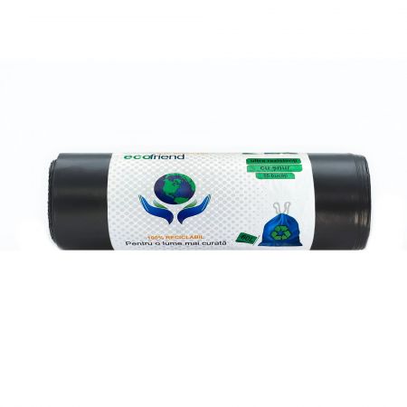 Saci menajeri ultrarezistenti, cu snur, ECOFRIEND, 60 L, 15 buc/