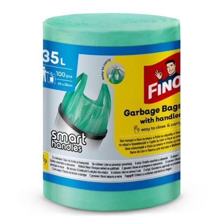 Saci menajeri cu manere, FINO Color XXL, 35 L, 100 buc/rola