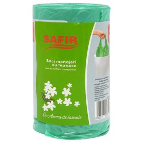 Saci menajeri parfumati, cu manere, SAFIR, 35 L, 25 buc/rola