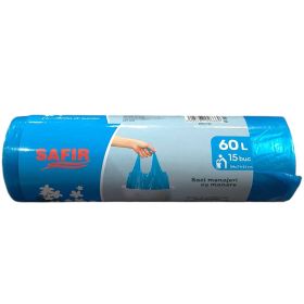Saci menajeri parfumati, cu manere, SAFIR, 60 L, 15 buc/rola