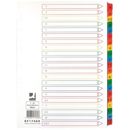 Index carton Mylar, alfabetic A-Z, margine color Q-CONNECT
