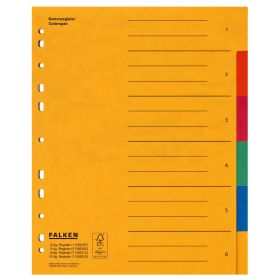Separatoare carton color, 6 buc/set, FALKEN Colorspan 11359