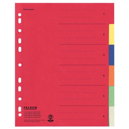 Separatoare carton color, 6 culori/set, FALKEN 8000