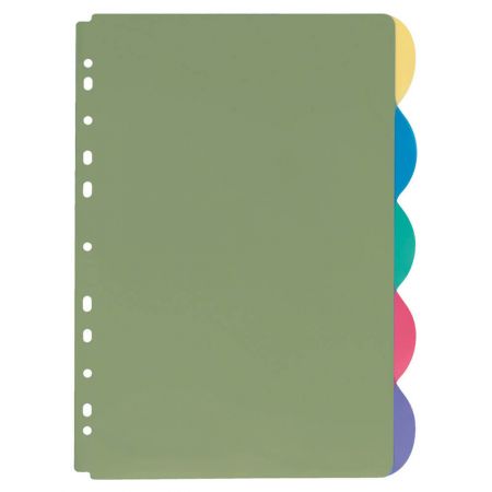Despartitoare plastic A4, 5 culori/set, VELOFLEX