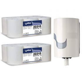 Prosop hartie rola cu derulare centrala CELTEX 32315 Maxipull Time, 135 m/rola, 12 role/set si dispenser CELTEX 92320