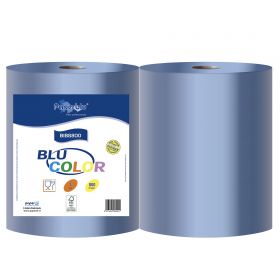 Prosop hartie industriala albastra PAPERBLU Blu Color, 192 m/rola, 2 role/set