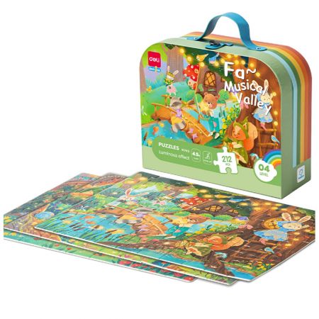Puzzle 212 piese efect luminos, DELI Valea Muzicala, 4.5+