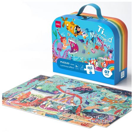 Puzzle 462 piese efect luminos, DELI Lumea Marina, 6+