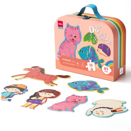 Puzzle 54 piese cu efect luminos, DELI Friends, 3+