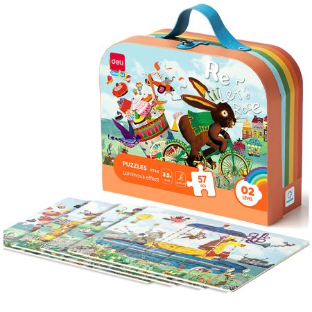 Puzzle 57 piese efect luminos, DELI Race, 3.5+