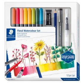Set markere tip acuarela cu creion STAEDTLER Floral Watercolour, 12 piese