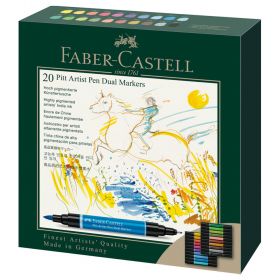 Marker cu 2 capete FABER-CASTELL Pitt Artist Pen Dual, FC162020, 20 buc/set