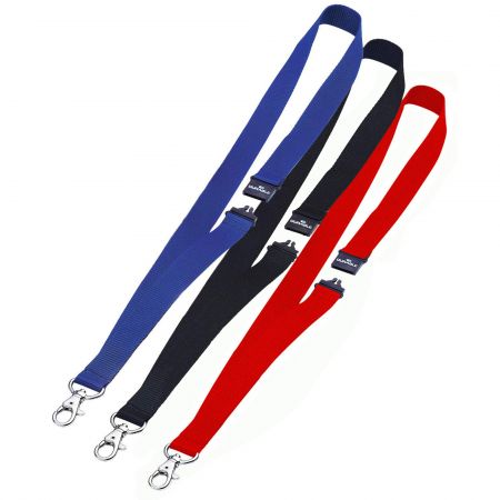 Snur textil lat ecuson 2 cm, cu carabina si clema, DURABLE
