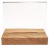 Display plastic pentru prezentare forma T, A6, transparent, baza de lemn, landscape