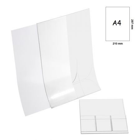 Display plastic pentru prezentare forma T, A4, transparent, plia