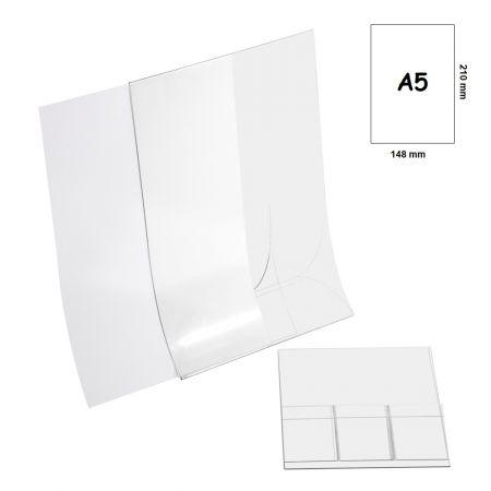 Display plastic pentru prezentare forma T, A5, transparent, plia