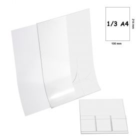Display plastic pentru prezentare forma T, 1x1/3 A4, transparent, pliabil, portrait