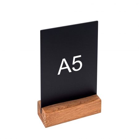 Tablita meniu creta forma T, A5, baza de lemn, portrait