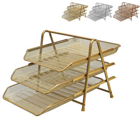 Set 3 tavite documente suprapozabile Mesh MAS Metallic