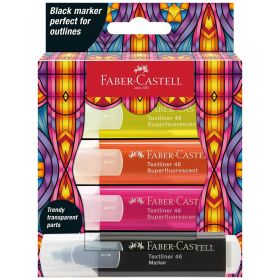 Textmarker super-fluorescent FABER-CASTELL 1546 Glassy, 4 buc/set, FC254693