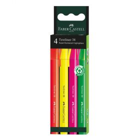 Textmarker 38 FABER-CASTELL, culori fluorescente, 4 buc/set