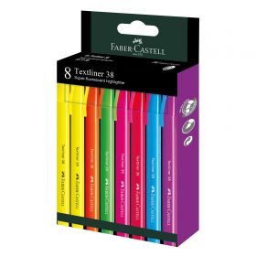 Textmarker 38 FABER-CASTELL, culori fluorescente, 8 buc/set