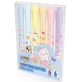 Textmarker cu stampila S-COOL Pastel, 6 buc/set