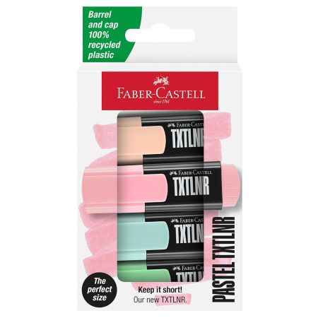 Textmarker mini pastel, FABER CASTELL, 4 buc/set, FC154214