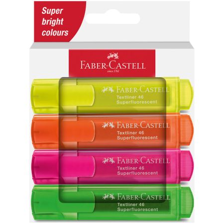Evidentiator neon Faber-Castell 1546, 4 buc/set