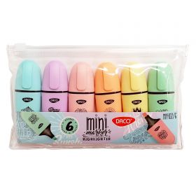 Textmarker pastel DACO Mini, 6 buc/set