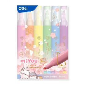Textmarker pastel DELI Macaron Mi You, 6 buc/set