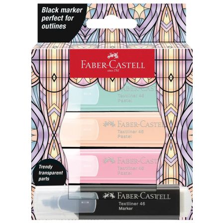 Textmarker pastel FABER-CASTELL Glassy, 4 buc/set, FC254694