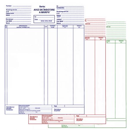 Aviz de insotire a marfii autocopiativ A4, 3 exemplare