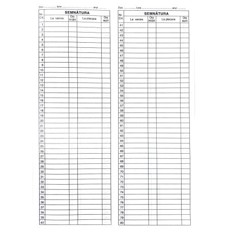 Condica de prezenta A4, numerotare 1-80, coperta mucava