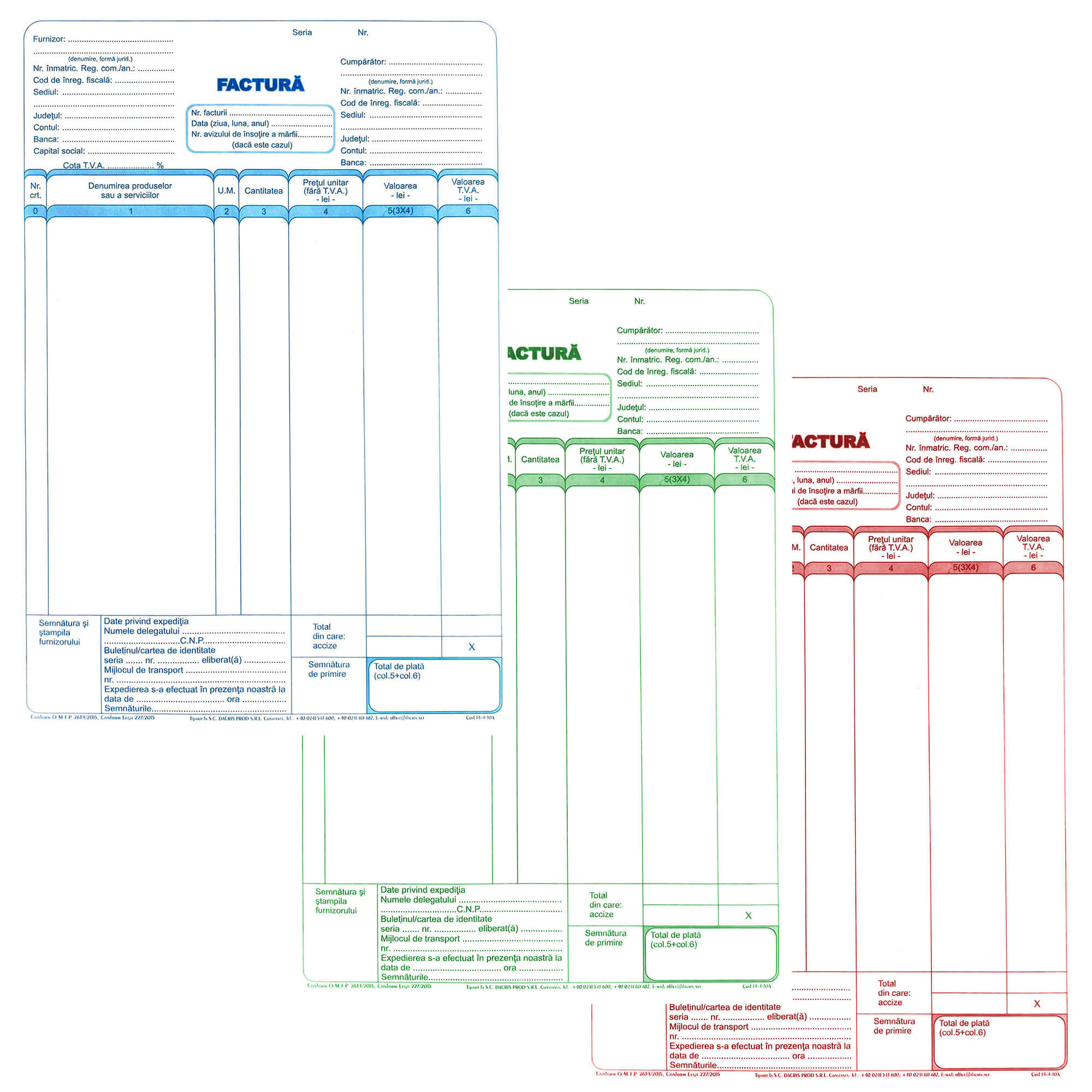 Facturier autocopiativ cu TVA, A4, 3 exemplare XPRIME | Office Direct