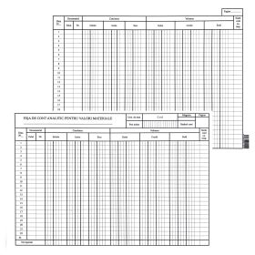 Fisa de cont analitic pentru valori materiale A4, 200 g/mp