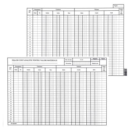 Fisa de cont analitic pentru valori materiale A4, 120 g/mp