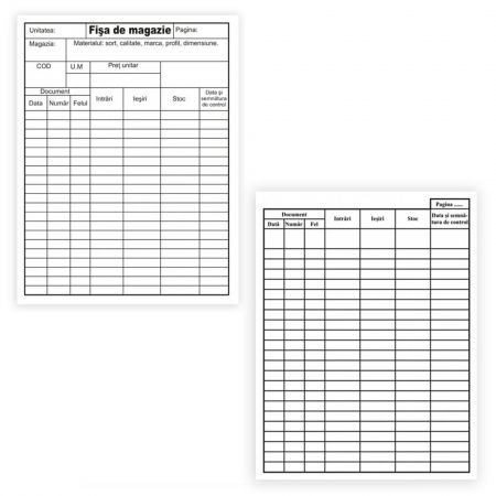 Fisa de magazie A5, fata-verso, 230 g/mp