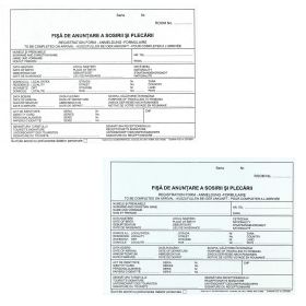 Fisa de anuntare a sosirii si plecarii turistilor, autocopiativa, A5, 2 exemplare, 100 file/carnet
